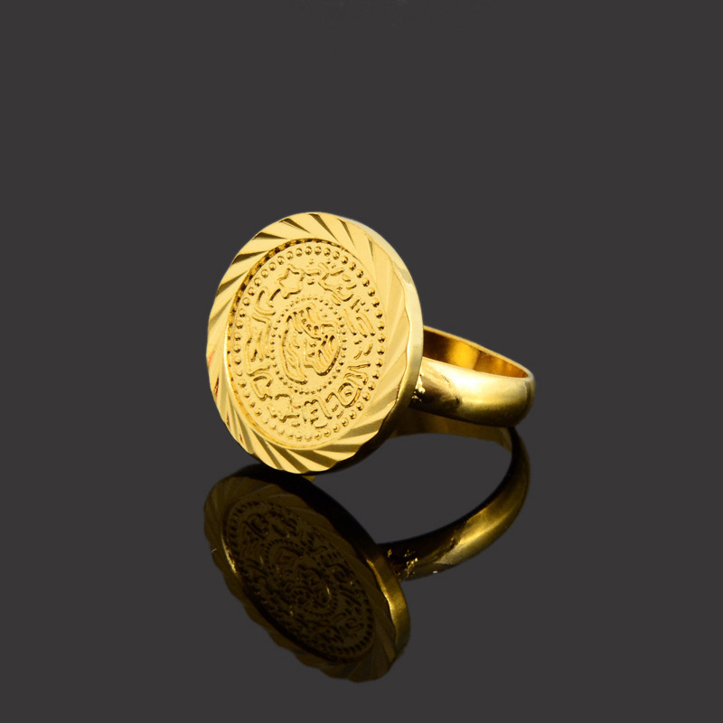 Middle East Arab Wedding Jewelry Wholesale Muslim Islamic Saudi Copper Plated 24K Gold Ring