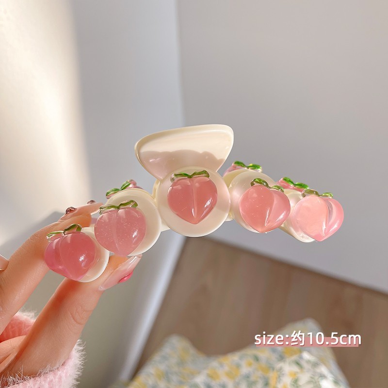 Transparent Pink Peach Grip Clip Female Clip Hair Accessories Spring Cute Bear Romantic Gripper Clip