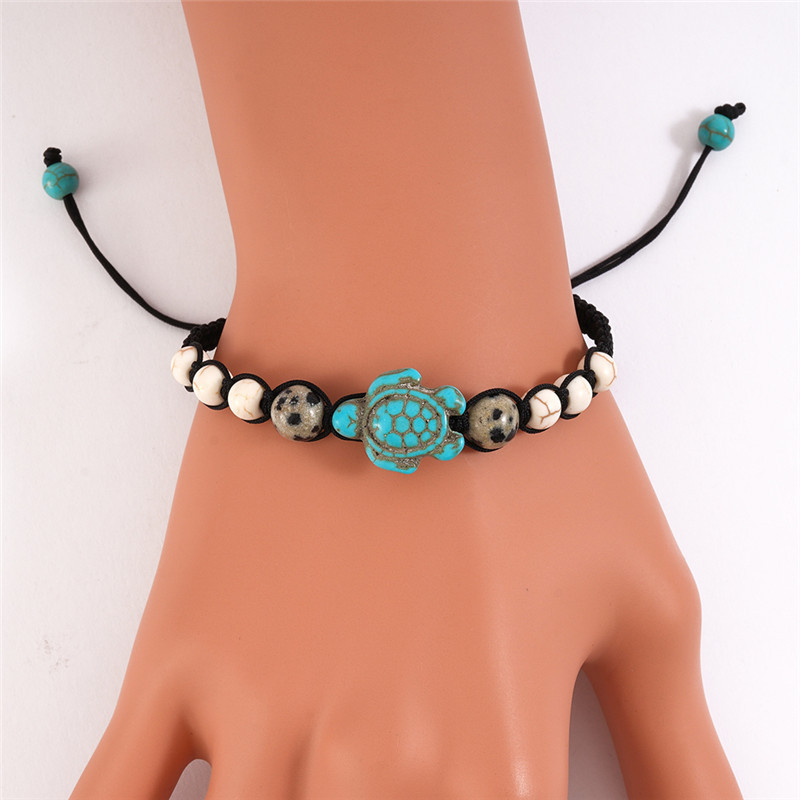 Bohemian 2Pcs/Set Turtle Animal Charms Braided Bracelet Women Stone Tortoise Bead Adjustable Rope Turtle Bracelet