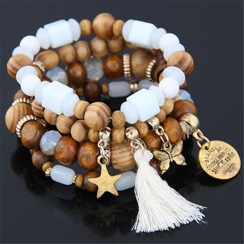 Alibaba Express New Product Wood Tassel Bracelet Bali Style Charm Bracelets