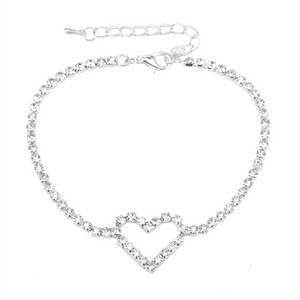 Sexy Beach Anklet All Crystal Heart Anklet For Women Wedding Jewelry