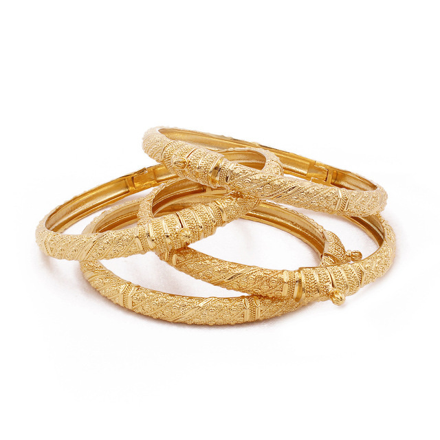 ODM Dubai Ethiopian African Bride Bracelets Bangles Wedding Party Gift 24K Gold Plated Bracelet  for Women