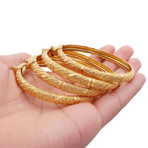 ODM Dubai Ethiopian African Bride Bracelets Bangles Wedding Party Gift 24K Gold Plated Bracelet  for Women