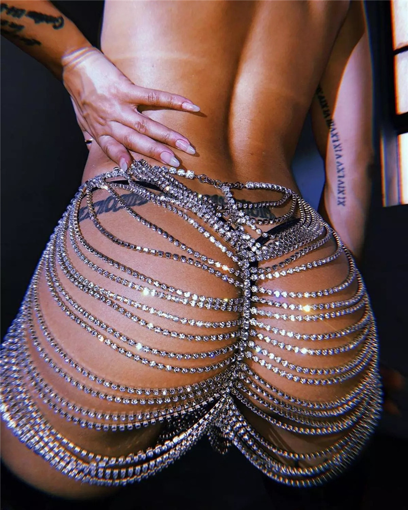 Chaine De Corps Rhinestone Body Chain Beach Hip Hop Nightclub Costume Jewelry Layered Waist Belly Butt Skirt Chains