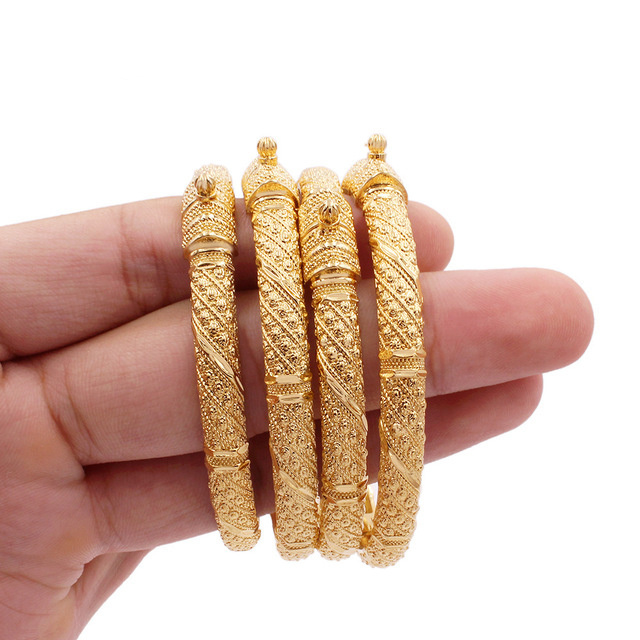 ODM Dubai Ethiopian African Bride Bracelets Bangles Wedding Party Gift 24K Gold Plated Bracelet  for Women