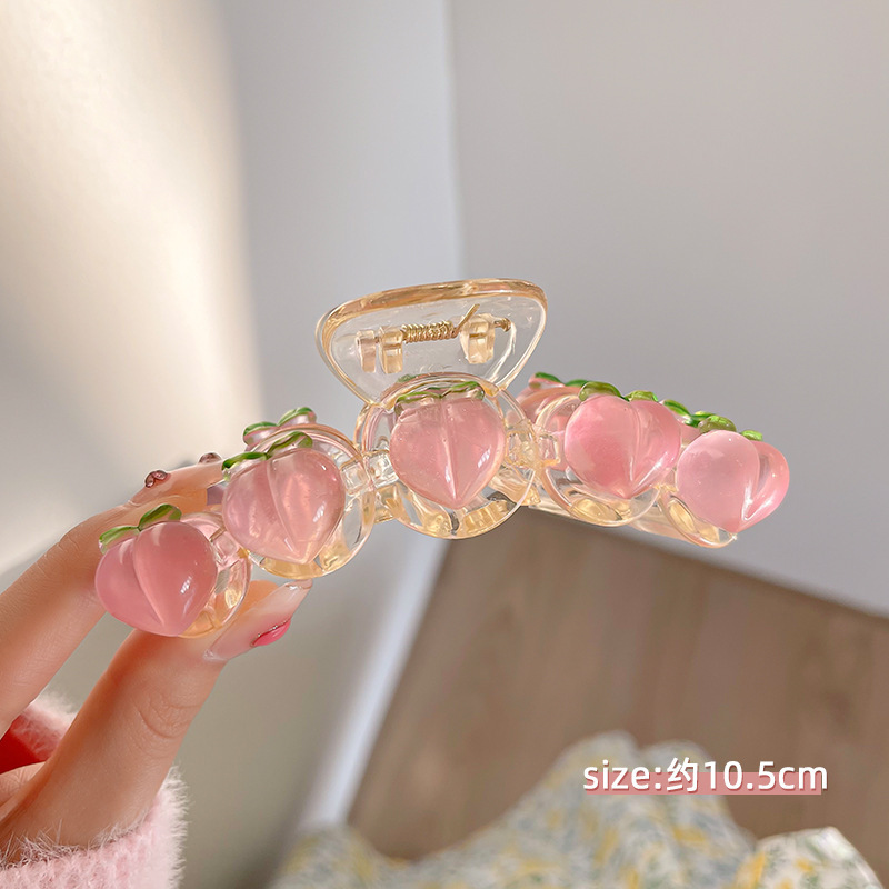 Transparent Pink Peach Grip Clip Female Clip Hair Accessories Spring Cute Bear Romantic Gripper Clip