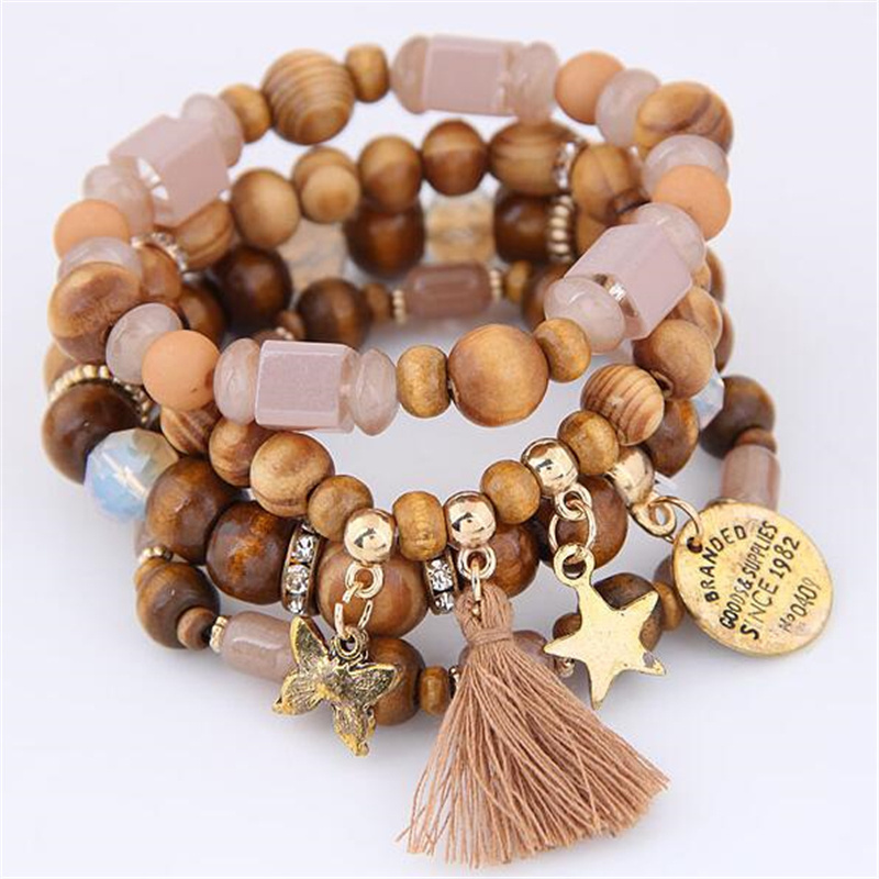 Alibaba Express New Product Wood Tassel Bracelet Bali Style Charm Bracelets