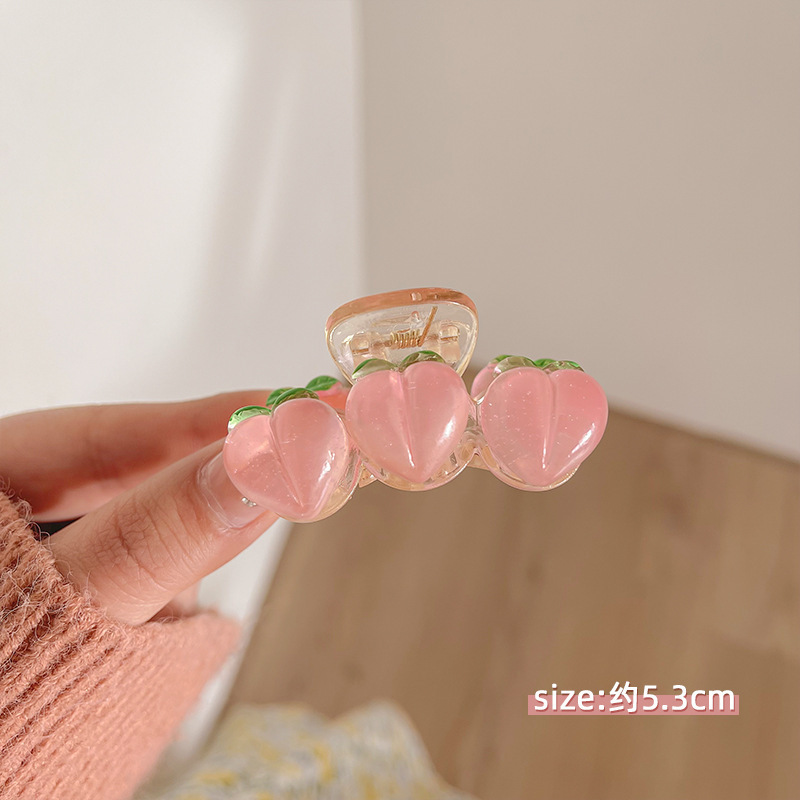 Transparent Pink Peach Grip Clip Female Clip Hair Accessories Spring Cute Bear Romantic Gripper Clip