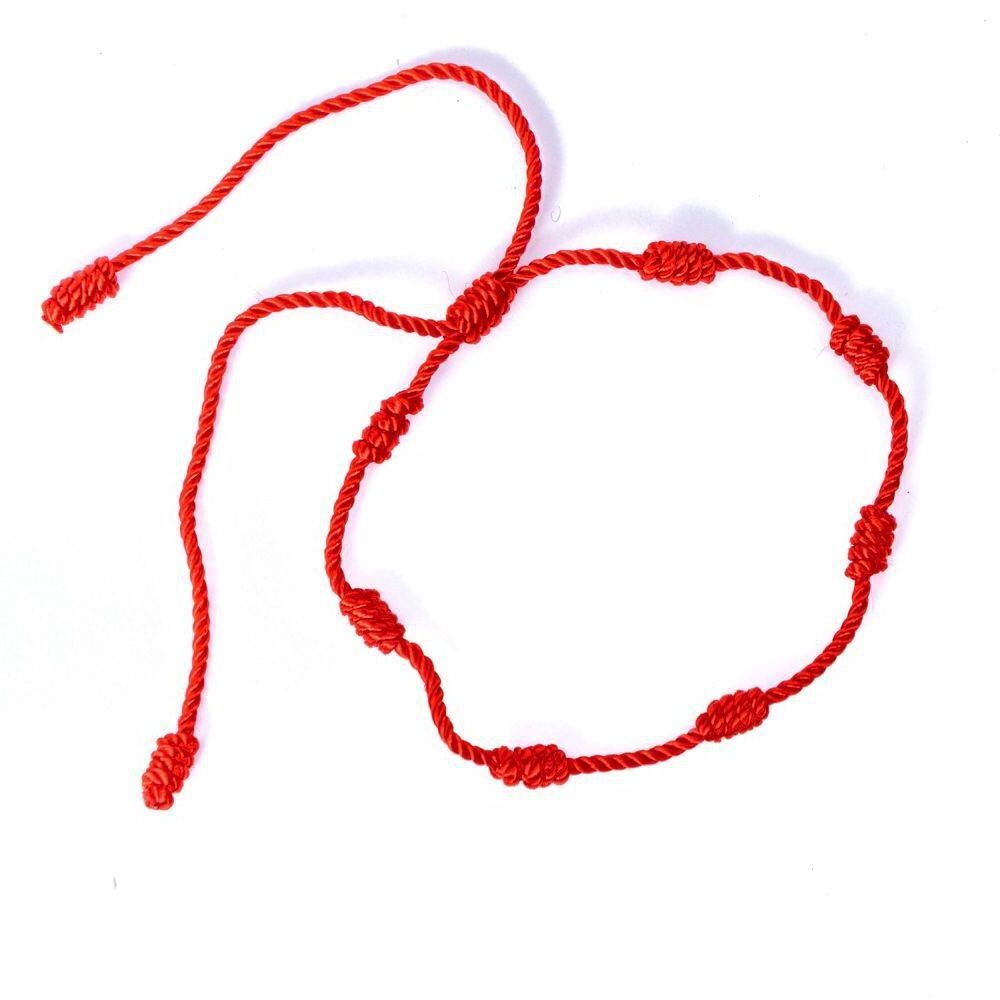 Hot Selling Mexican Spanish Hot Style Not Fade Red And Black Handmade Peruvian Knot Woven Seven Knots Red Rope Bracelet