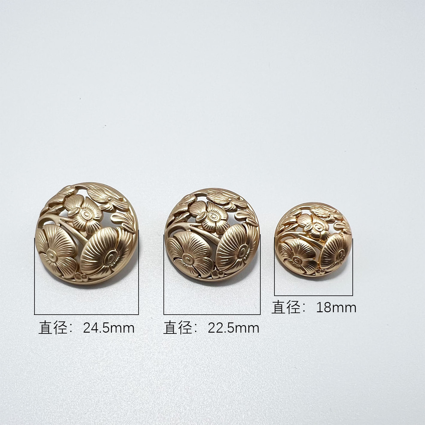 Wholesale High-End Women's Buttons Custom Metal Cutout Pattern Decorative Buttons