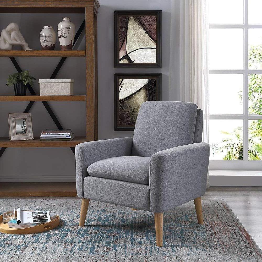 Armchair Comfy Fabric Accent Chair with Upholstered Single Sofa Occasional Modern Arm Chairs for Living Room