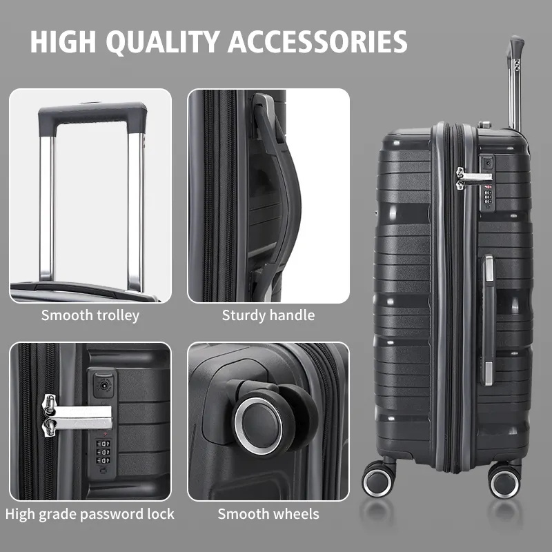 Modern Waterproof PP Expandable Suitcase Luggage With 4 Spinner Wheels Carry On Bag And Case For Sky Travel 20 24 28 inch