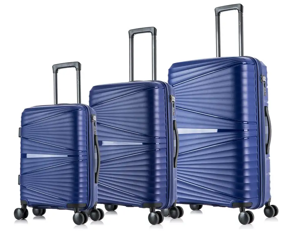 3PCS Set PP Luggage Boxed For Travelling with Spinner Wheels Lightweight Travel suitcase Blue