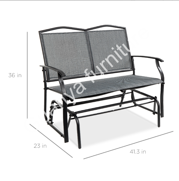 Outdoor Swing Glider, Patio Love seat, Steel Bench Rocker for Porch w/ Armrests