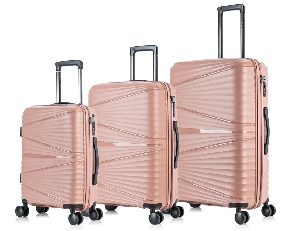 3PCS Set PP Luggage set For Travelling with Spinner Wheels Lightweight Travel suitcase Pink