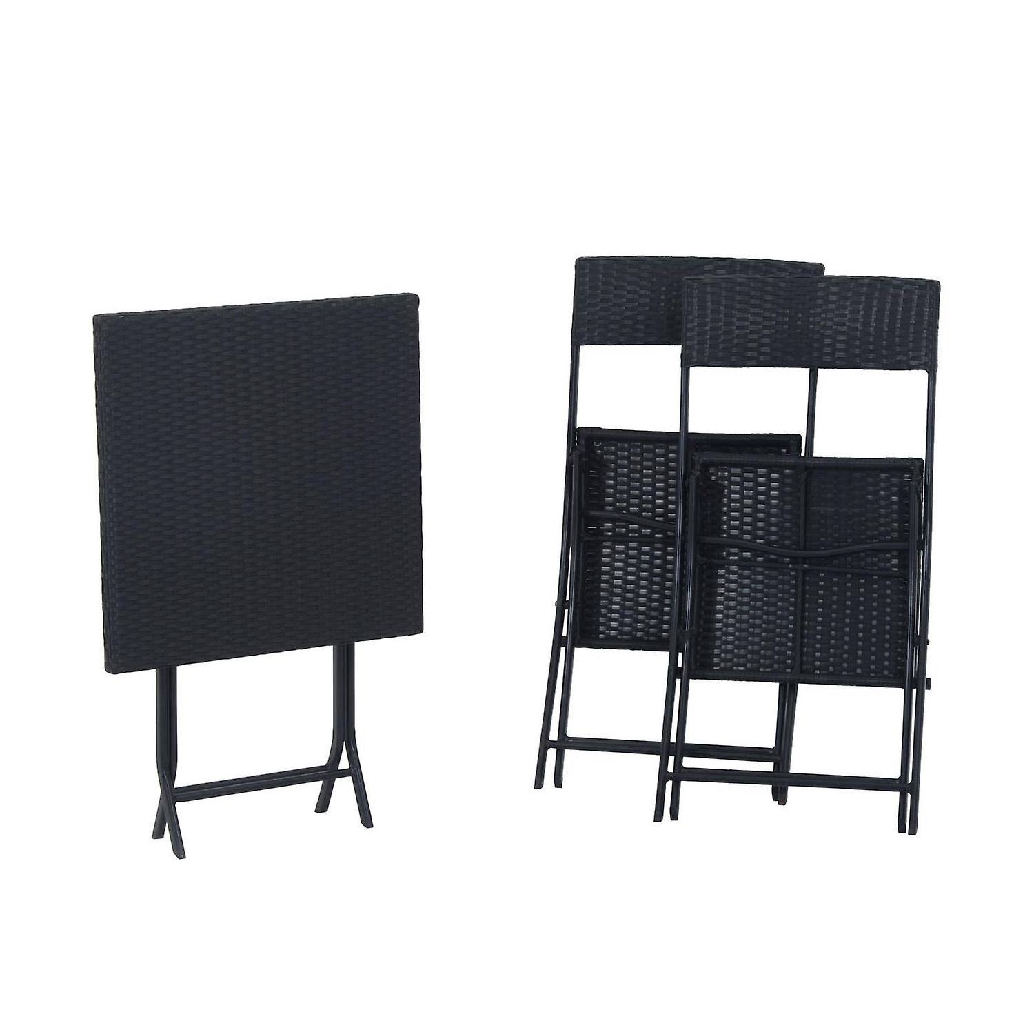 New Design 3pcs Garden Cast Iron Bistro Table And Chair Sets Foldable Mosaic Rattan Bistro Back Rest Dining Table Set