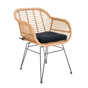 Hot Sale Leisure Unique Outdoor Garden Furniture PE Rattan Coffee Chair Wicker Patio Arm Chair With Black Waterproof Cushion