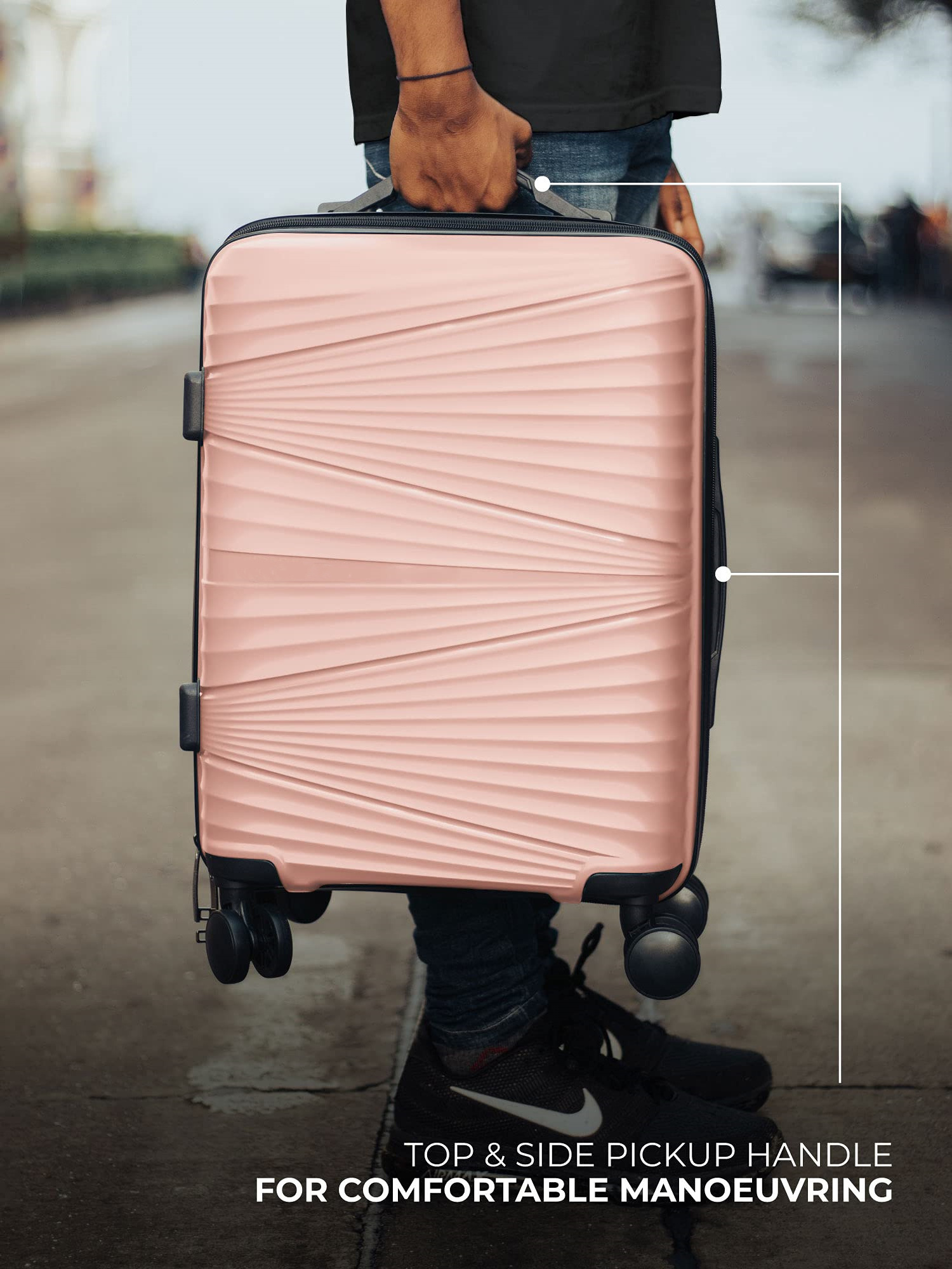 3PCS Set PP Luggage set For Travelling with Spinner Wheels Lightweight Travel suitcase Pink