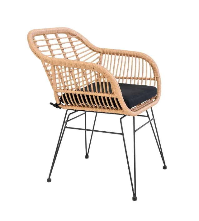 Hot Sale Leisure Unique Outdoor Garden Furniture PE Rattan Coffee Chair Wicker Patio Arm Chair With Black Waterproof Cushion