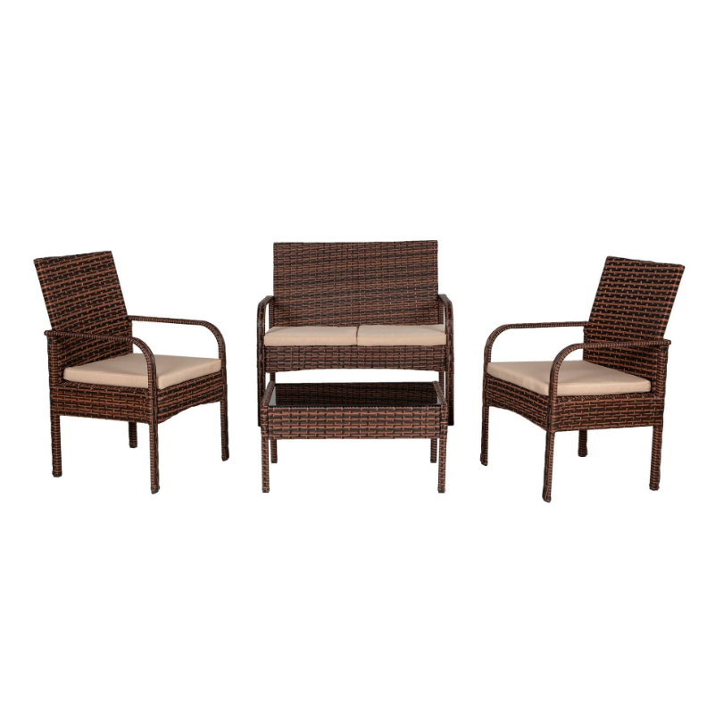 Wholesale Balcony Rattan Furniture With Replacement Cushions Dining Table And Chair Set For Outdoor