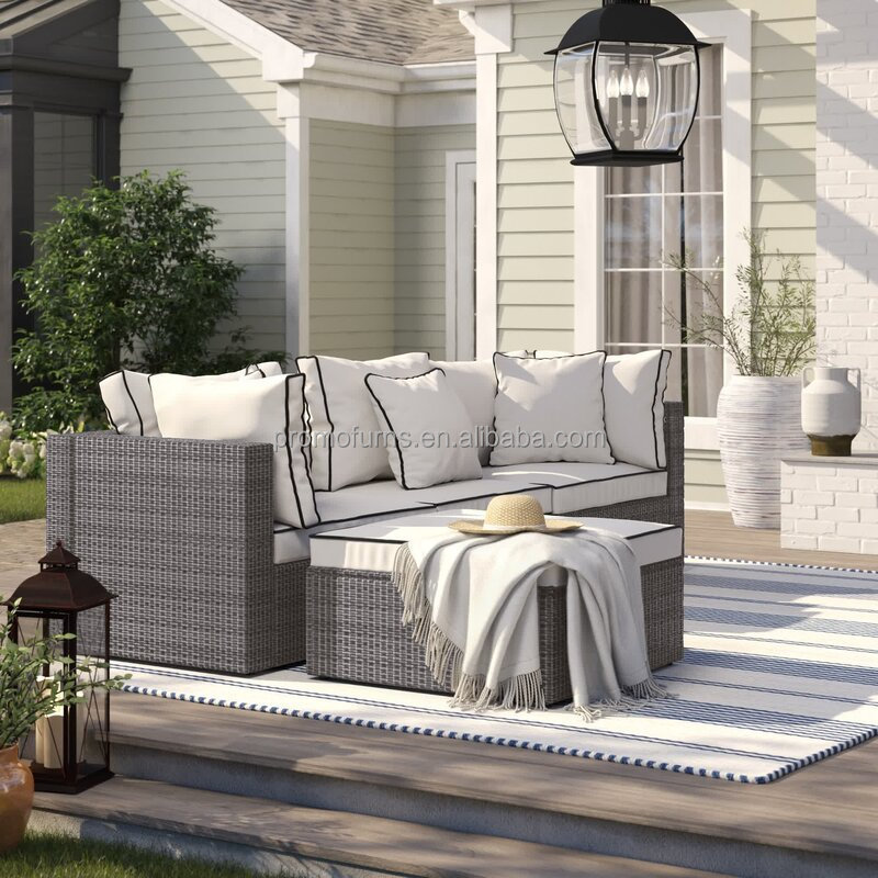 Wholesale Outdoor Furniture Set Rattan Patio Sofa Set 3 Pieces Sectional Sofa Garden Furniture