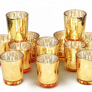 Mercury Glass Votive Tealight Candle Holder Gold for Decoration Gold Votive Candle Holders