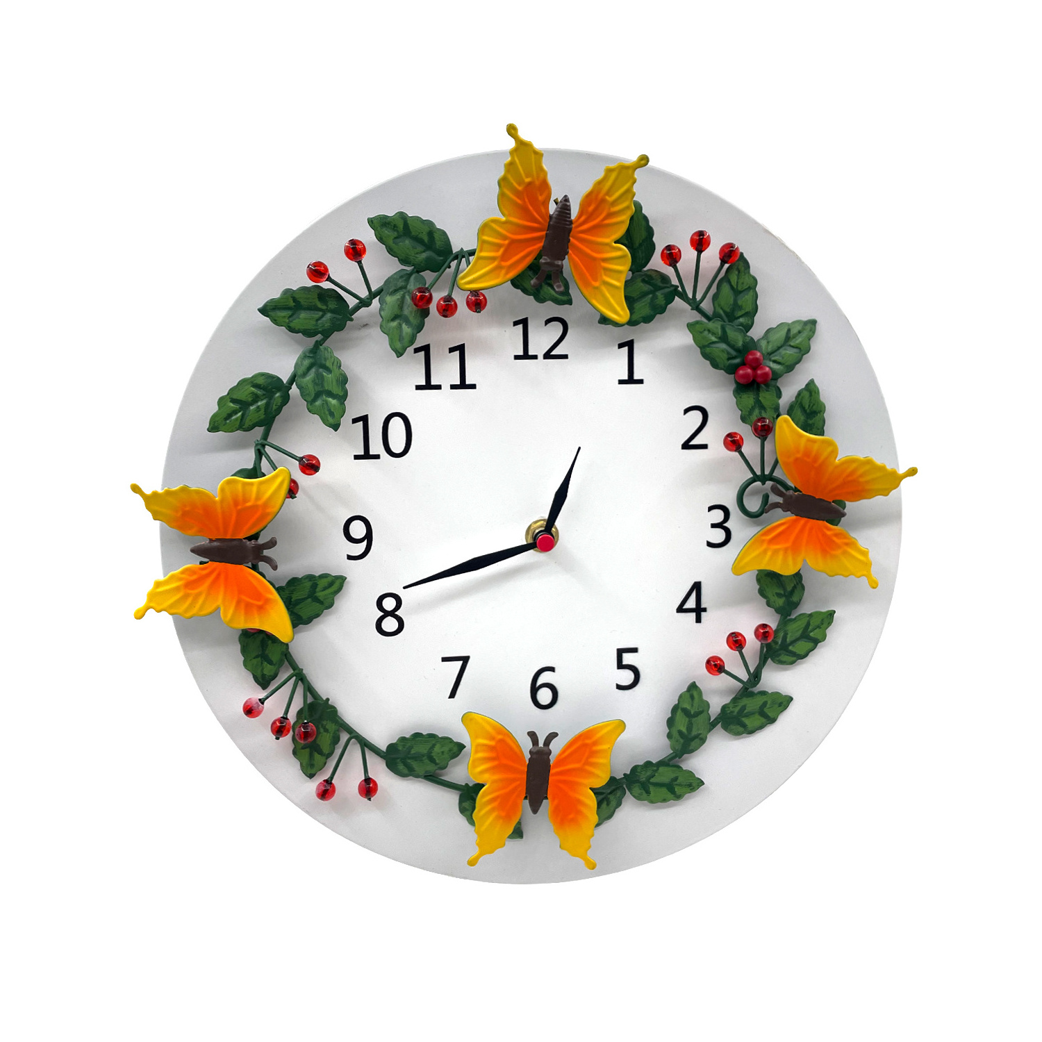 Home Decorative Flower Clock  home decoration gift wall clock with butterfly metal flower Different Shape Gift modern Fashion