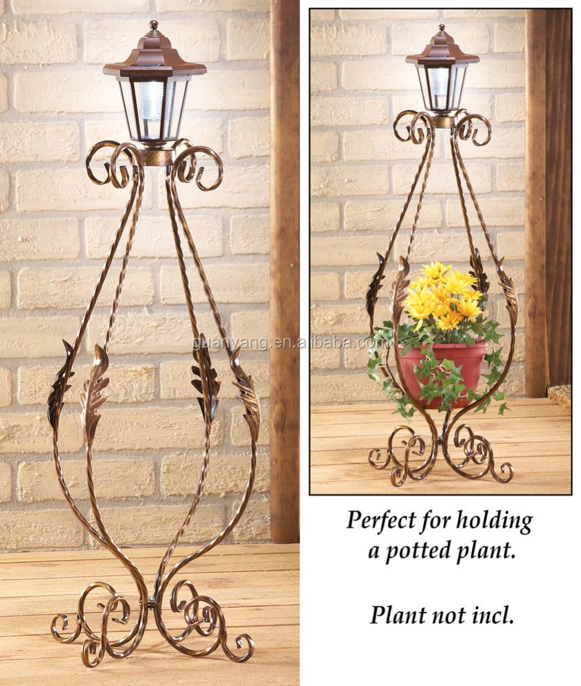 Teardrop Light Plant Stand Solar LED Antique Metal Indoor Unique Fleur-de-lis Metal Hanging Basket Plant Stand Iron Carton Box