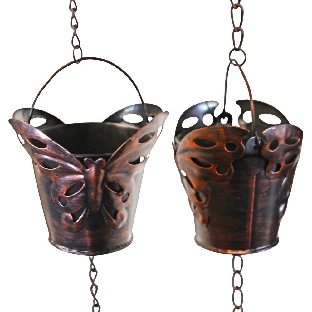 Metal Butterfly Cup Rain Chain For Garden Or Home Decoration