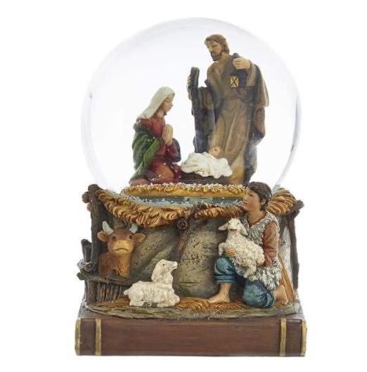 100MM Battery-Operated Resin Musical Nativity Waterglobe Water Globe Snow Globe Ball