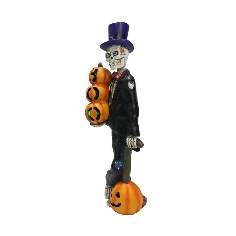 Mr. Zombie With Pumpkin Halloween Decorations Gifts Art Resin Sculpture Home Decor