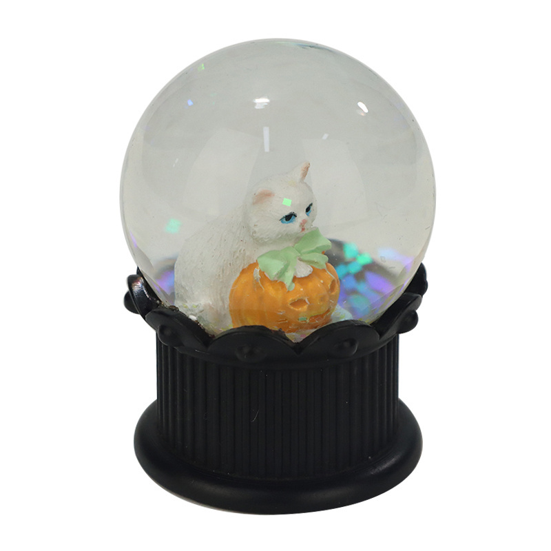 Wholesale Halloween Little Artificial Cat Custom Glass Snowball For Festival