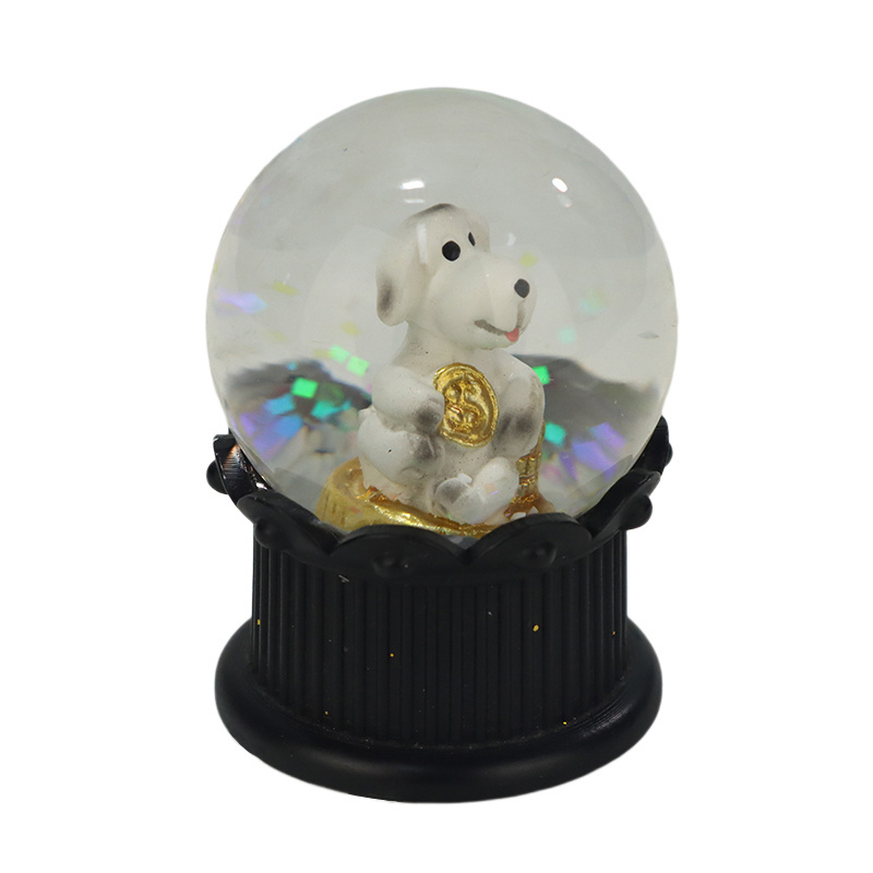 Craft Pop Decor Resin Ball With A Dog Luck Rich Home Decorative Glass Snowball