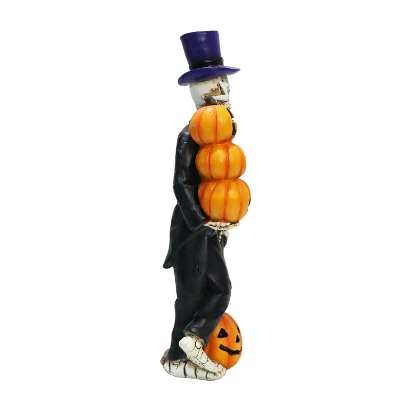 Mr. Zombie With Pumpkin Halloween Decorations Gifts Art Resin Sculpture Home Decor