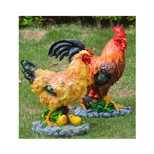 Custom Resin Life Size Animal Statue Realistic Hen Rooster Statue Garden Decoration