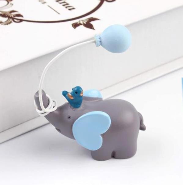 Balloon Lucky Elephant Cake Topper Resin Little Figurine Doll Cake Decoration for Baby Shower Figurines