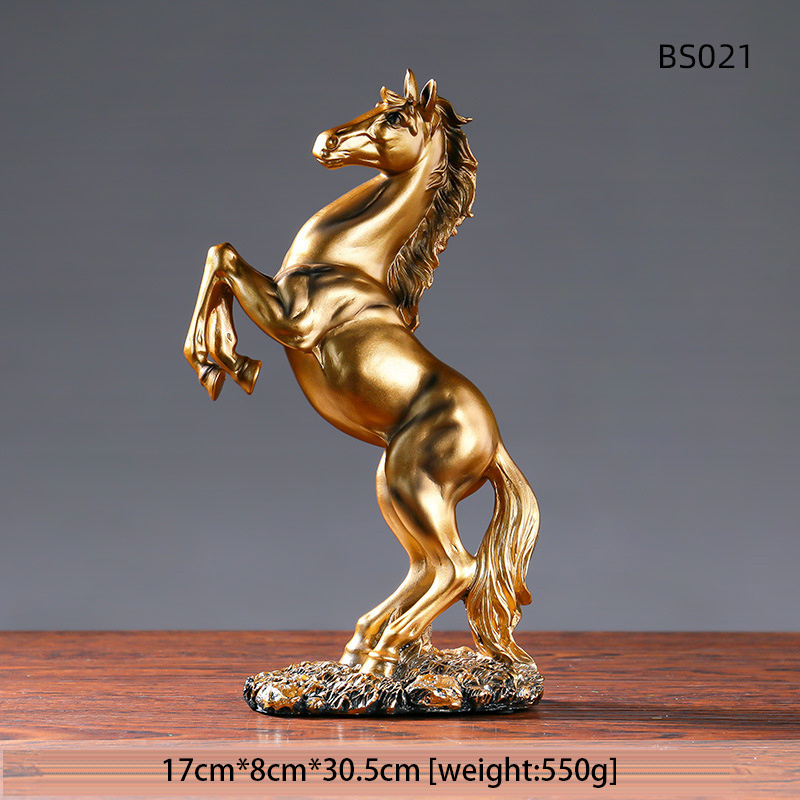 Large Indoor White Black Golden Resin Home Decoration Sculpture Life Size Horse Statue