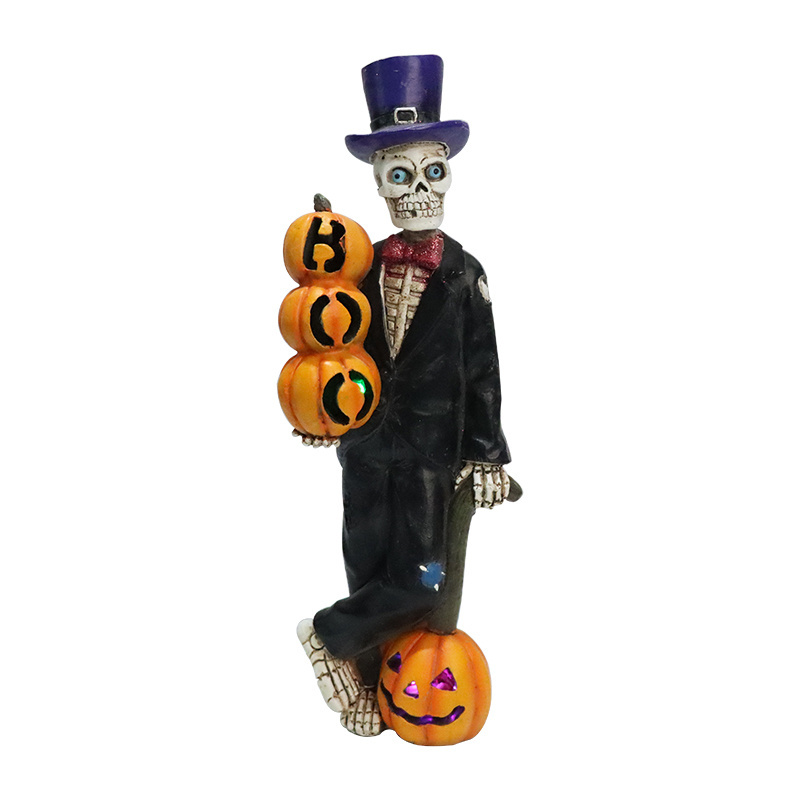 Mr. Zombie With Pumpkin Halloween Decorations Gifts Art Resin Sculpture Home Decor