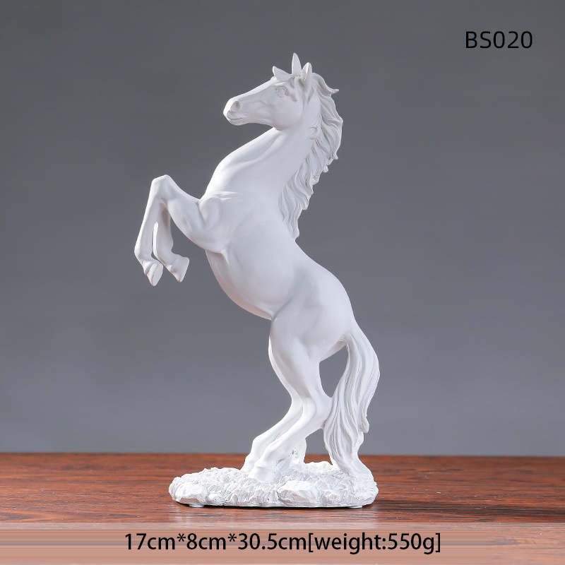 Large Indoor White Black Golden Resin Home Decoration Sculpture Life Size Horse Statue