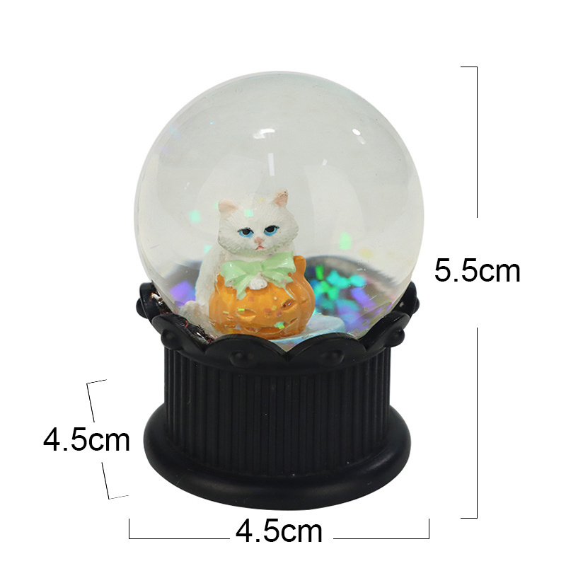 Wholesale Halloween Little Artificial Cat Custom Glass Snowball For Festival