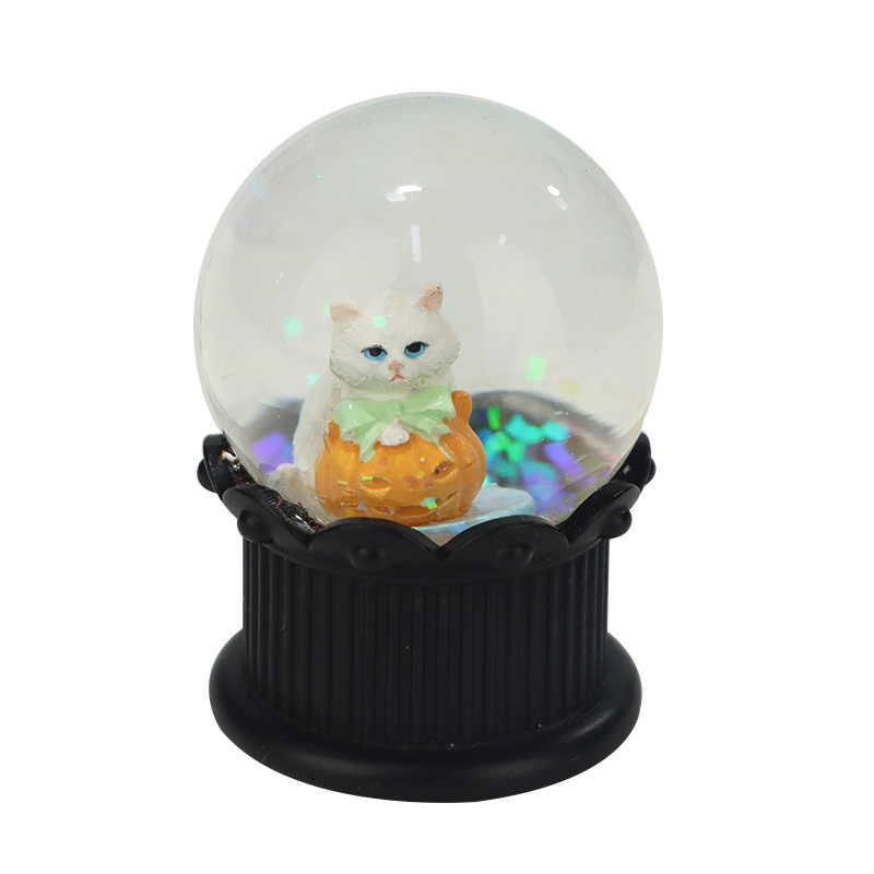 Wholesale Halloween Little Artificial Cat Custom Glass Snowball For Festival