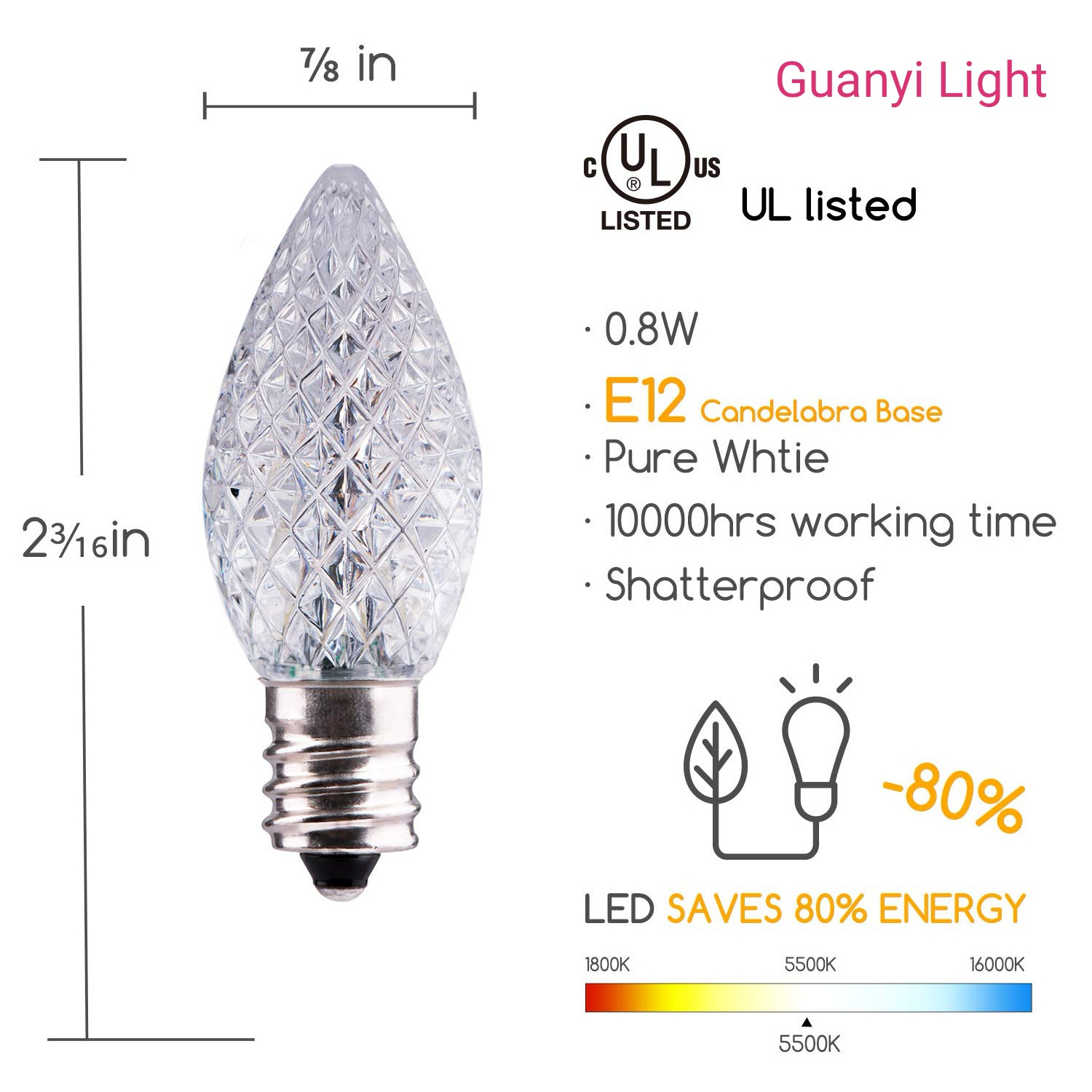 Guanyi Replacement LED C7 Bulb For Christmas Decoration