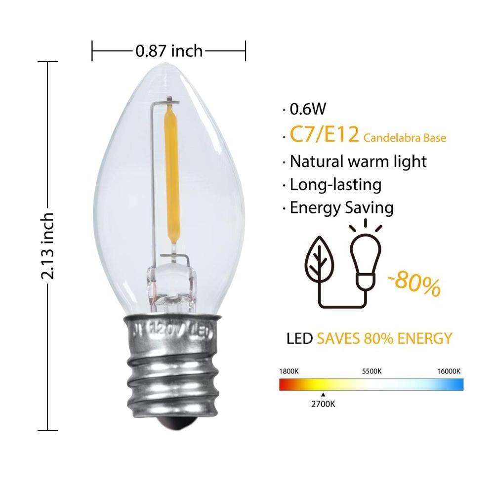 UL E12 Candelabra candle Base Emotionlite LED C7 Night Light Bulbs