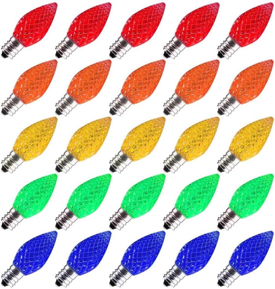 UL holiday lighting E12 C7 LED faceted Replacement Bulb for C7 Christmas String Lights