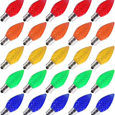 UL holiday lighting E12 C7 LED faceted Replacement Bulb for C7 Christmas String Lights