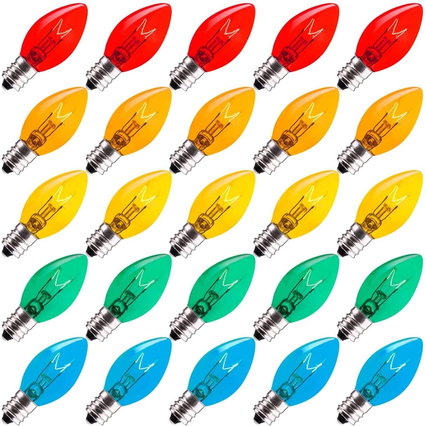 E17 C9 Incandescent tungsten Bulb, 5W 7W C9 Edison Replacement Light Bulb for Christmas String Light