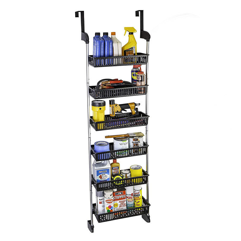 Over door hanging basket multifunction kitchen hanging  rack home over the door pantry organizer  with  6 adjustable shelves