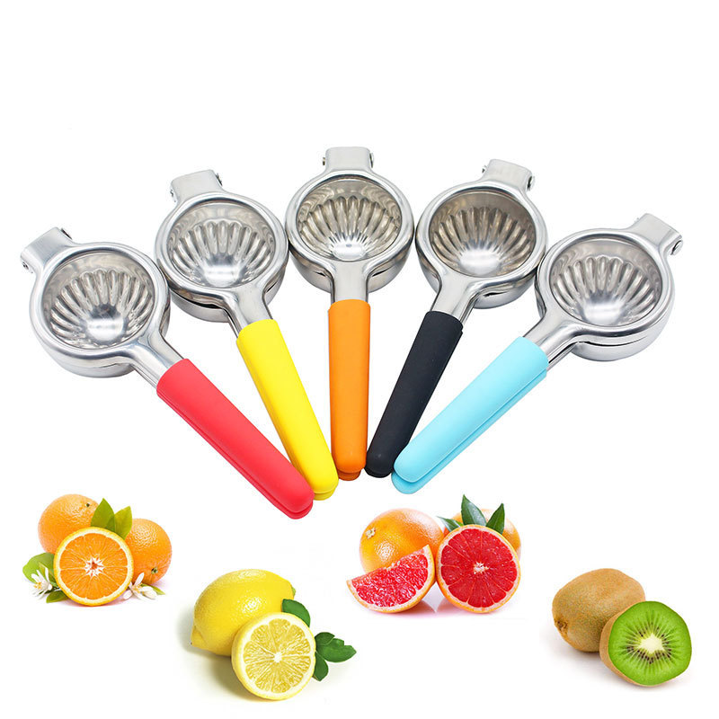 Portable lemon squeezer with silicone handles fruit juice lemon juicer squeezer machine manual stainless lemon juicer