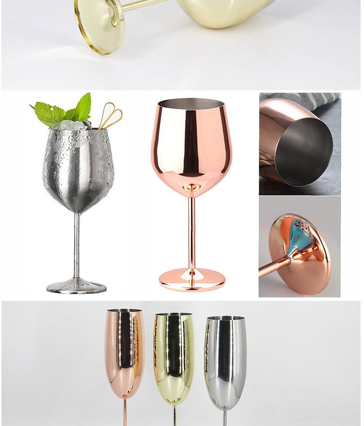 Custom Logo Stainless Steel Goblet Wine Glasses Champagne Metal Red Wine Glass Goblets stainless steel wine goblets