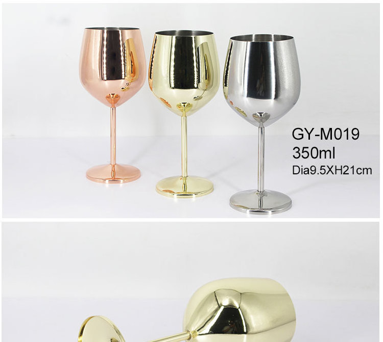 Custom Logo Stainless Steel Goblet Wine Glasses Champagne Metal Red Wine Glass Goblets stainless steel wine goblets